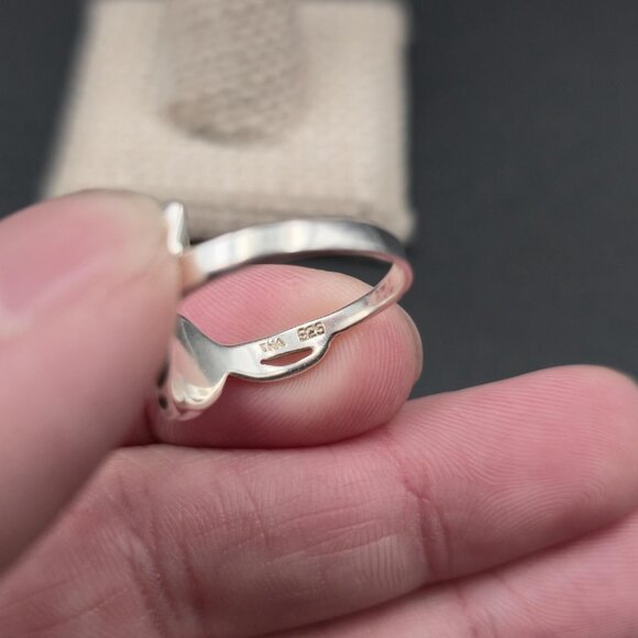 Size 9 Sterling Silver Enamel Leaf Nature Band Ring A6846 - Picture 5 of 8